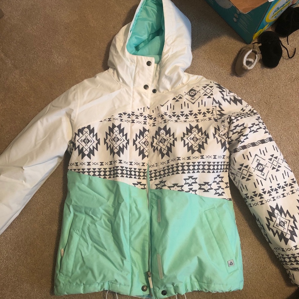 Aperture White and Mint Aztec Ski Jacket